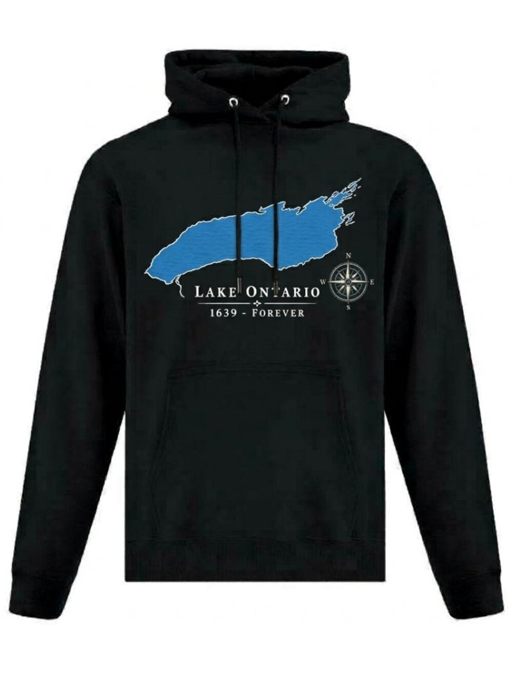 Lake Ontario Forever Black Hoodie From Local Designer in Downtown Toronto Store